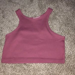 Pink crop round neck top